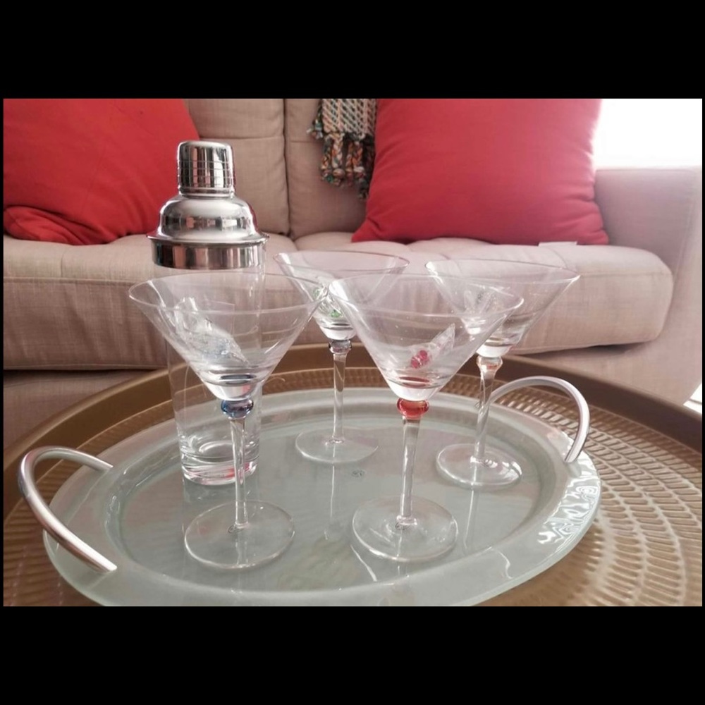 Lord & Taylor Martini Set with Tray and Shaker
